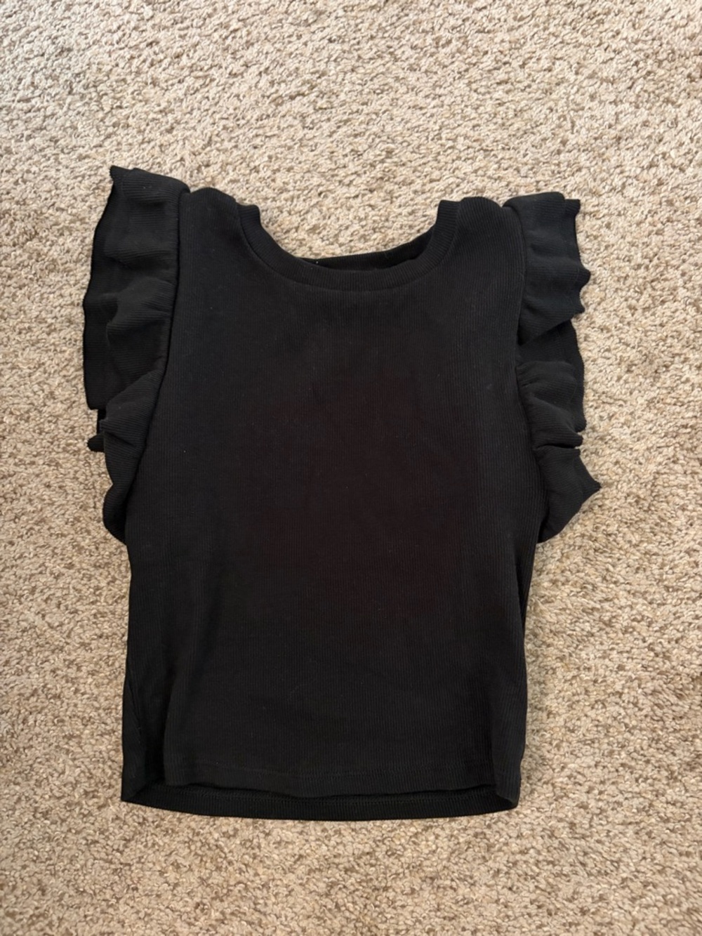 Zara Black Ruffle Sleeve Crop Top